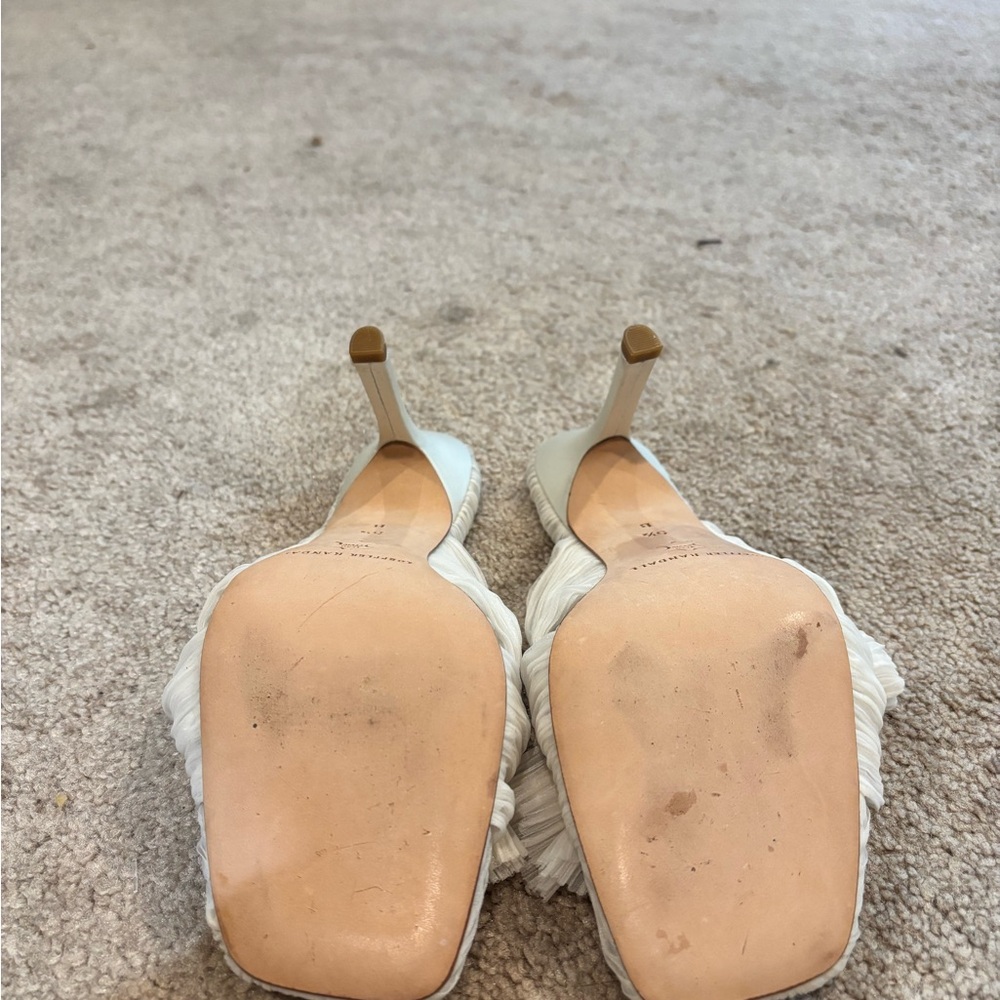 Loeffler Randall White Heeled Mules with Bow Detail - Picture 5 of 9